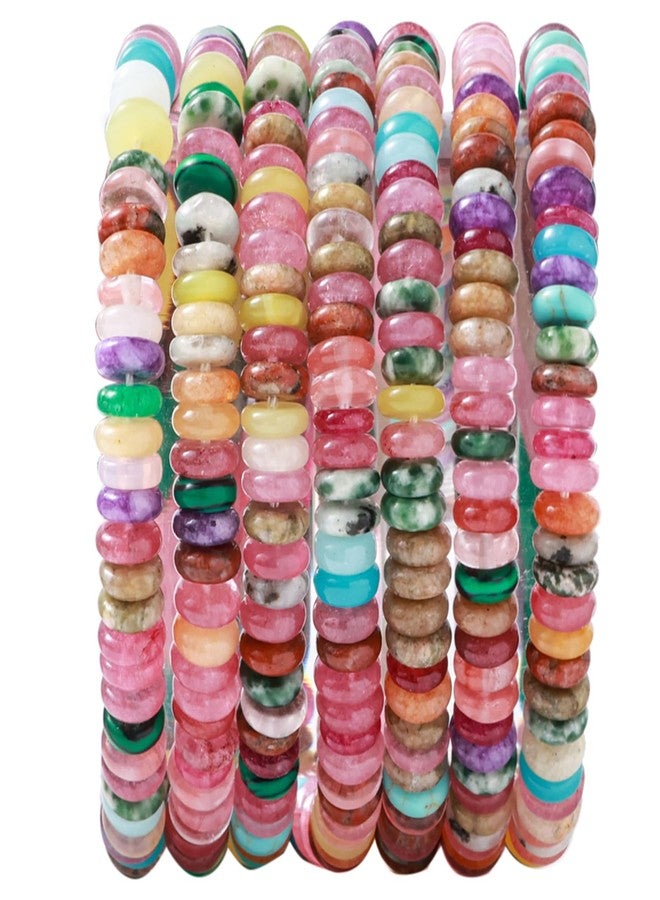 nusgnirps Natural Dark Mix Colored Stone Disk Spacer Beads 6x2mm 38cm/str Flat Rondelle Loose Semi Gemstone Caps for Making Bracelets Necklace - Image 1