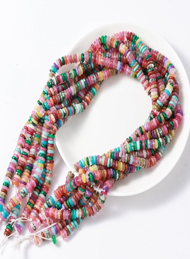 nusgnirps Natural Dark Mix Colored Stone Disk Spacer Beads 6x2mm 38cm/str Flat Rondelle Loose Semi Gemstone Caps for Making Bracelets Necklace - Image 5