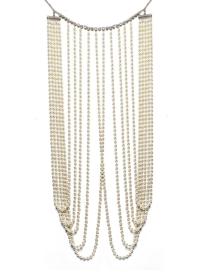 Karatcart White Pearl Beaded Body Chain for Women - Image 1