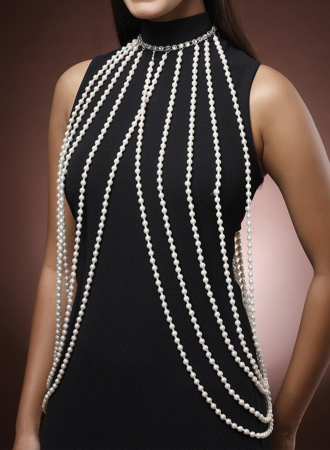 Karatcart White Pearl Beaded Body Chain for Women - Image 2