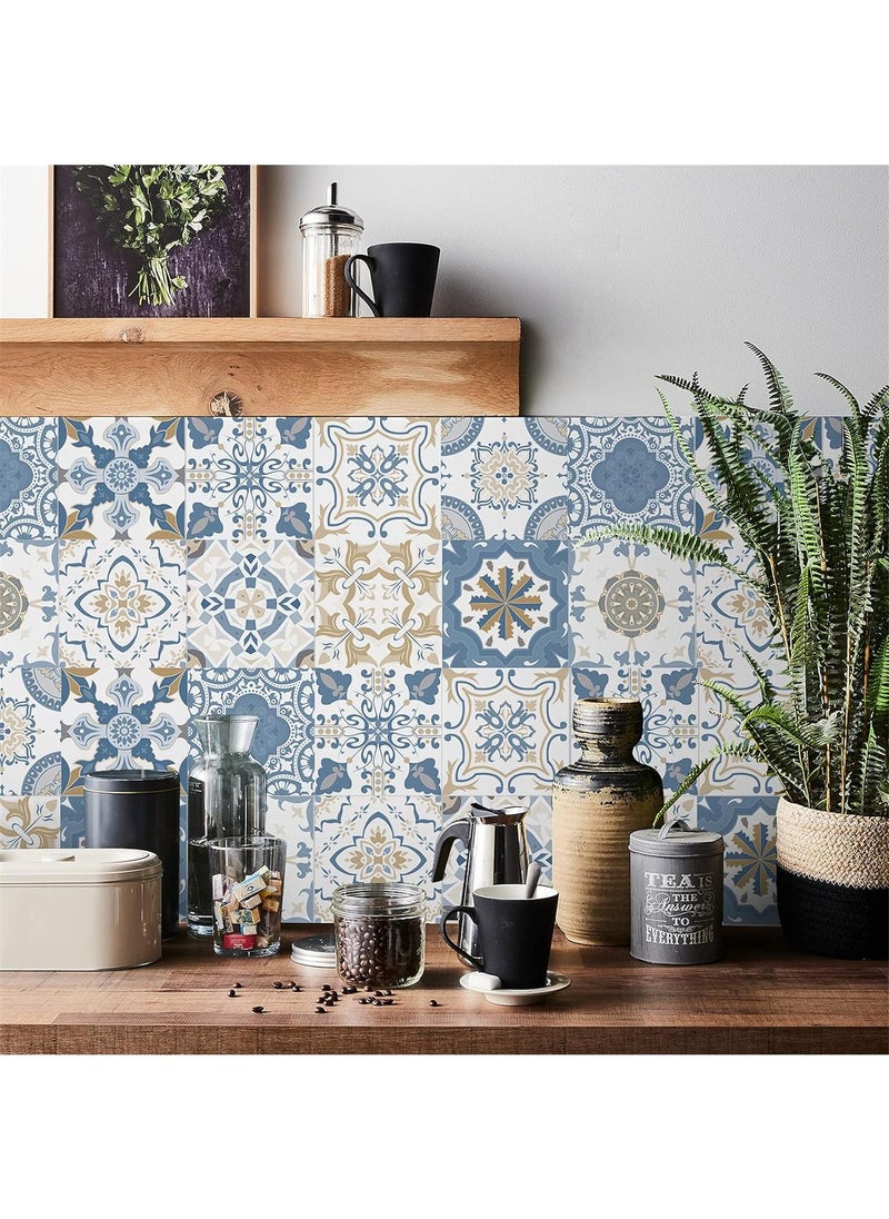 Bluejw - 20*20CM 24 Pieces Of European Style Waterproof And Oil Proof Wall Tiles Self Adhesive Decorative Stickers - Image 1