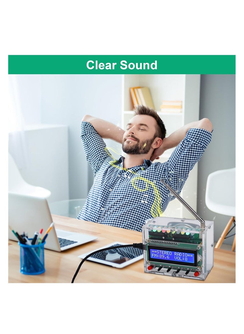 Soldering Project, Icstation FM Radio Kit with LED Lights, DIY Soldering Practice Kit, LCD Display, FM 87-108MHz, Digital Radio Kit for STEM Learning and Teaching, Green - Image 5