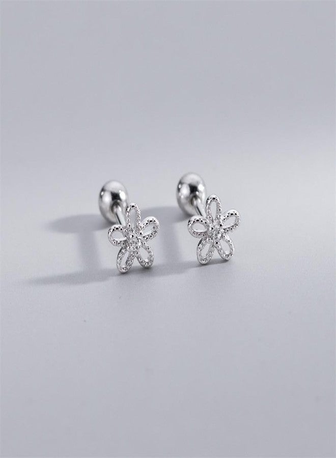 Dtja 18G Daisy Flower Stud Cartilage Earrings for Women 925 Sterling Silver CZ Tiny Cute Floral 3mm Ball Barbell Screw Back Studs Sleeper Tragus Post Hypoallergenic Piercing Body Jewelry Gifts (Silver) - Image 5