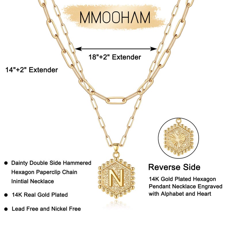 M MOOHAM Gold Layered Initial Necklaces for Women - Necklaces for Women Cute Letter Initial N Necklace Choker Necklace Dainty Layered Necklaces for Women Preppy Jewelry - Image 5