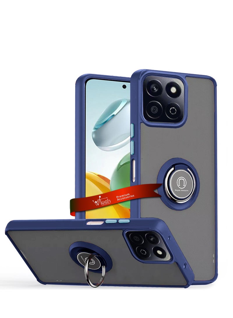 دبليو تيك هونر X7c 4G 2024 قبضة الاصبع المغناطيسي عقد الخاتم الاصبع مع غطاء حالة الحديد المدمج - الأزرق الداكن - Image 1