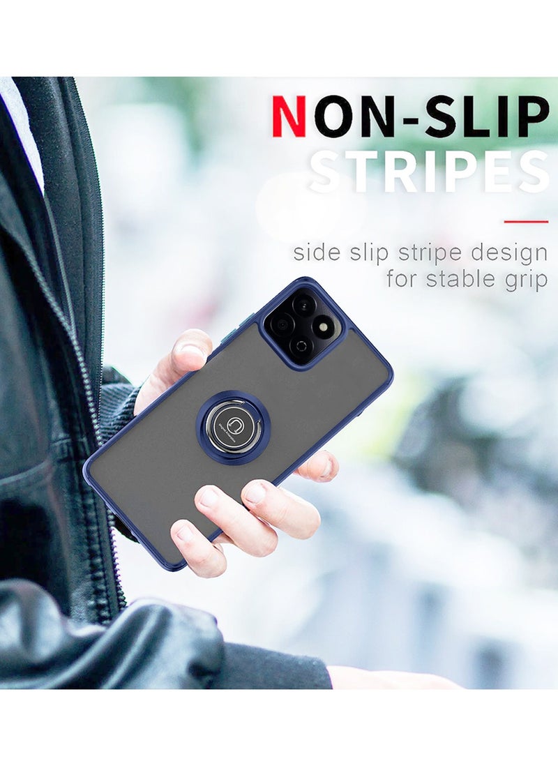 دبليو تيك هونر X7c 4G 2024 قبضة الاصبع المغناطيسي عقد الخاتم الاصبع مع غطاء حالة الحديد المدمج - الأزرق الداكن - Image 3