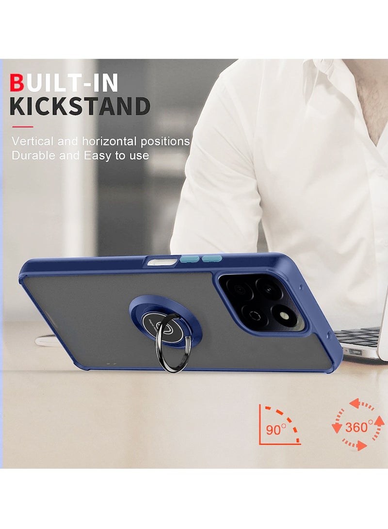 دبليو تيك هونر X7c 4G 2024 قبضة الاصبع المغناطيسي عقد الخاتم الاصبع مع غطاء حالة الحديد المدمج - الأزرق الداكن - Image 4