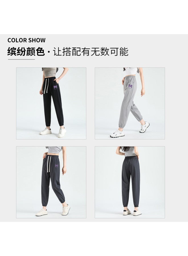 Baleno Women's Tapered Pants - Ice Silk Cooling High Waist Slimming Stretch Ankle Pants Casual Nine-tenths Trousers - Image 3