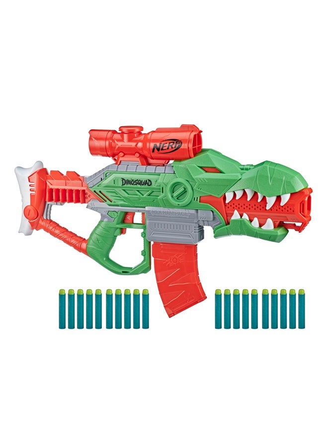 NERF DinoSquad Rex-Rampage Motorized Dart Blaster, 10-Dart Clip, 20 Official Darts, 10-Dart Storage- T-Rex Dinosaur Design, Red 3.187x28x14inch - Image 3