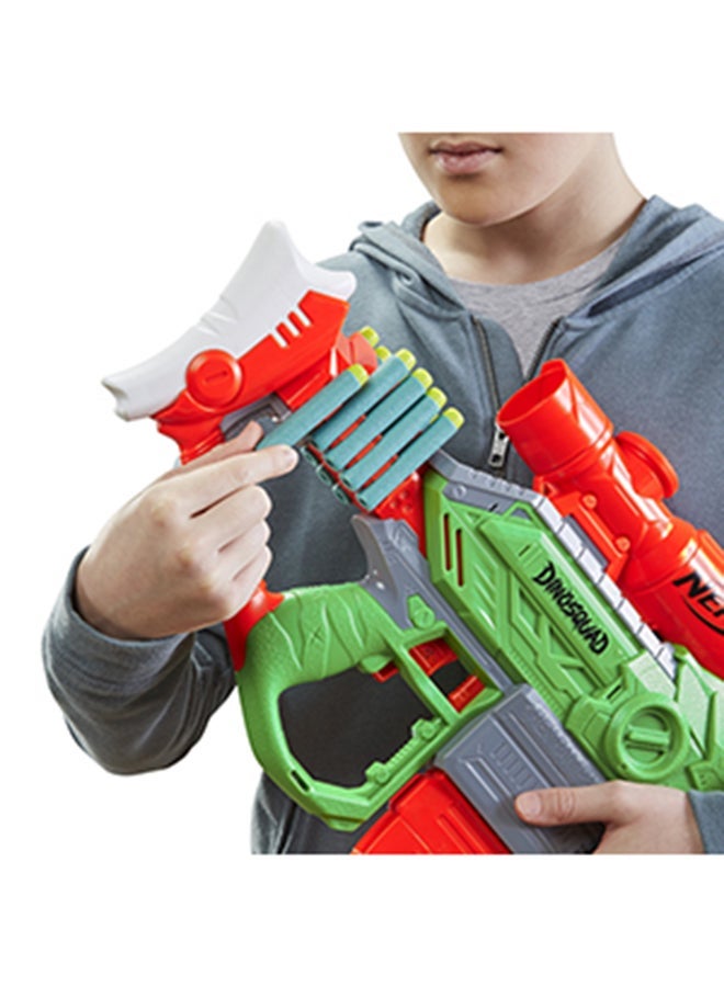 NERF DinoSquad Rex-Rampage Motorized Dart Blaster, 10-Dart Clip, 20 Official Darts, 10-Dart Storage- T-Rex Dinosaur Design, Red 3.187x28x14inch - Image 5