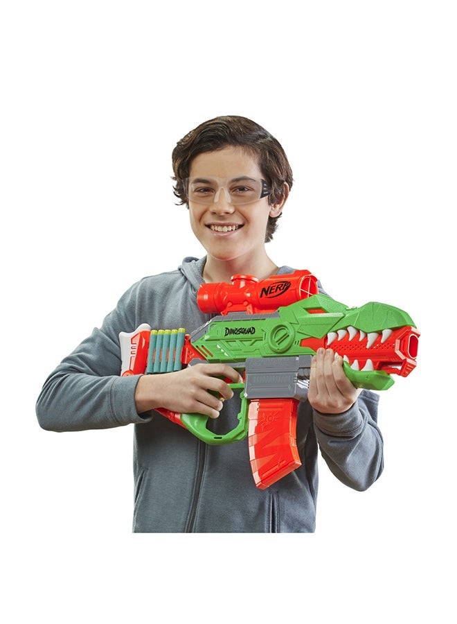 NERF DinoSquad Rex-Rampage Motorized Dart Blaster, 10-Dart Clip, 20 Official Darts, 10-Dart Storage- T-Rex Dinosaur Design, Red 3.187x28x14inch - Image 4