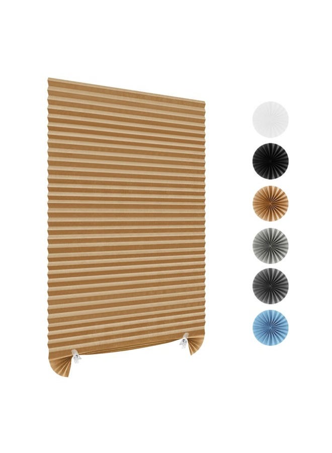 ChYoung Stick On Blinds for Windows, Temporary No Drilling Light Filtering Pleated Paper Clip On Door Blinds and Shades for Kitchen Patio Bathroom Bedroom (Coffee, 60x150cm) - Image 1