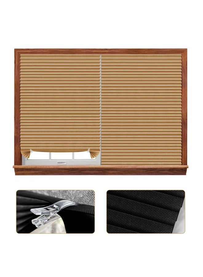 ChYoung Stick On Blinds for Windows, Temporary No Drilling Light Filtering Pleated Paper Clip On Door Blinds and Shades for Kitchen Patio Bathroom Bedroom (Coffee, 60x150cm) - Image 2