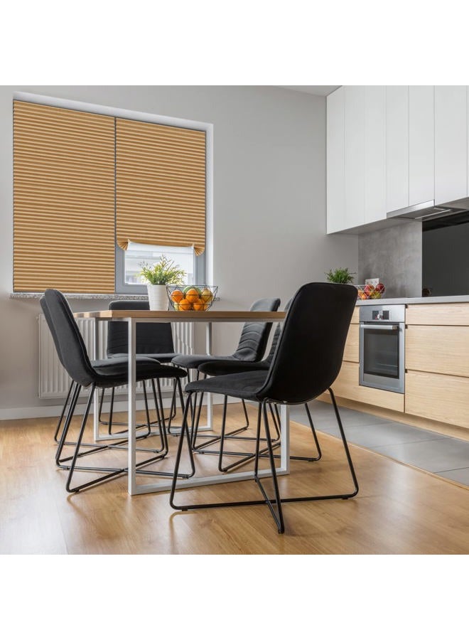 ChYoung Stick On Blinds for Windows, Temporary No Drilling Light Filtering Pleated Paper Clip On Door Blinds and Shades for Kitchen Patio Bathroom Bedroom (Coffee, 60x150cm) - Image 3