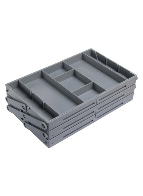 3 Tier Smart Collapsible Drawer Organizer,Multi Level Stacking Folding Junk Organizer, Foldable Expandable Pop up Tray, Expanding Multilevel Triple Desk Space Organizer