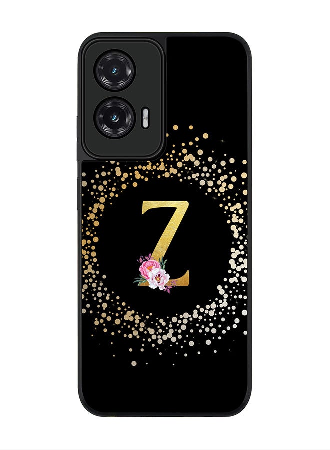 Stylizedd For Motorola Moto G35 Case,Slim fit Camera Protection, Shockproof Thin Phone cover  - Custom Monogram Floral - Z ( Black )