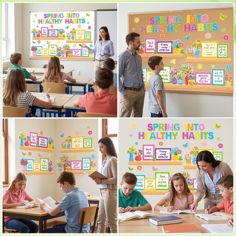 Qilery Spring Healthy Habits Bulletin Board Set Classroom Decorations - Motivational Nutrition Paper Cutouts for Elementary School Nurse Office - Educational Positive Wall Decor for Teachers & Library - Image 5