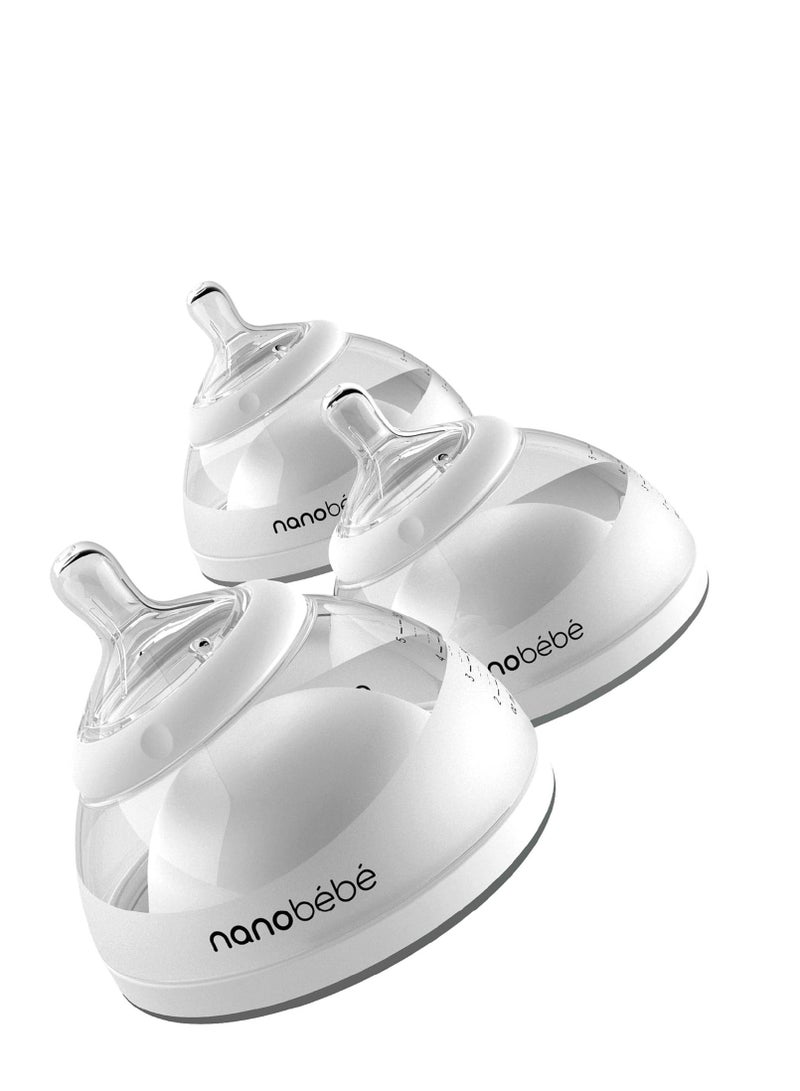 NANOBEBE Breastmilk Baby Bottle 3 Pack Grey 5oz 150ml - Image 1
