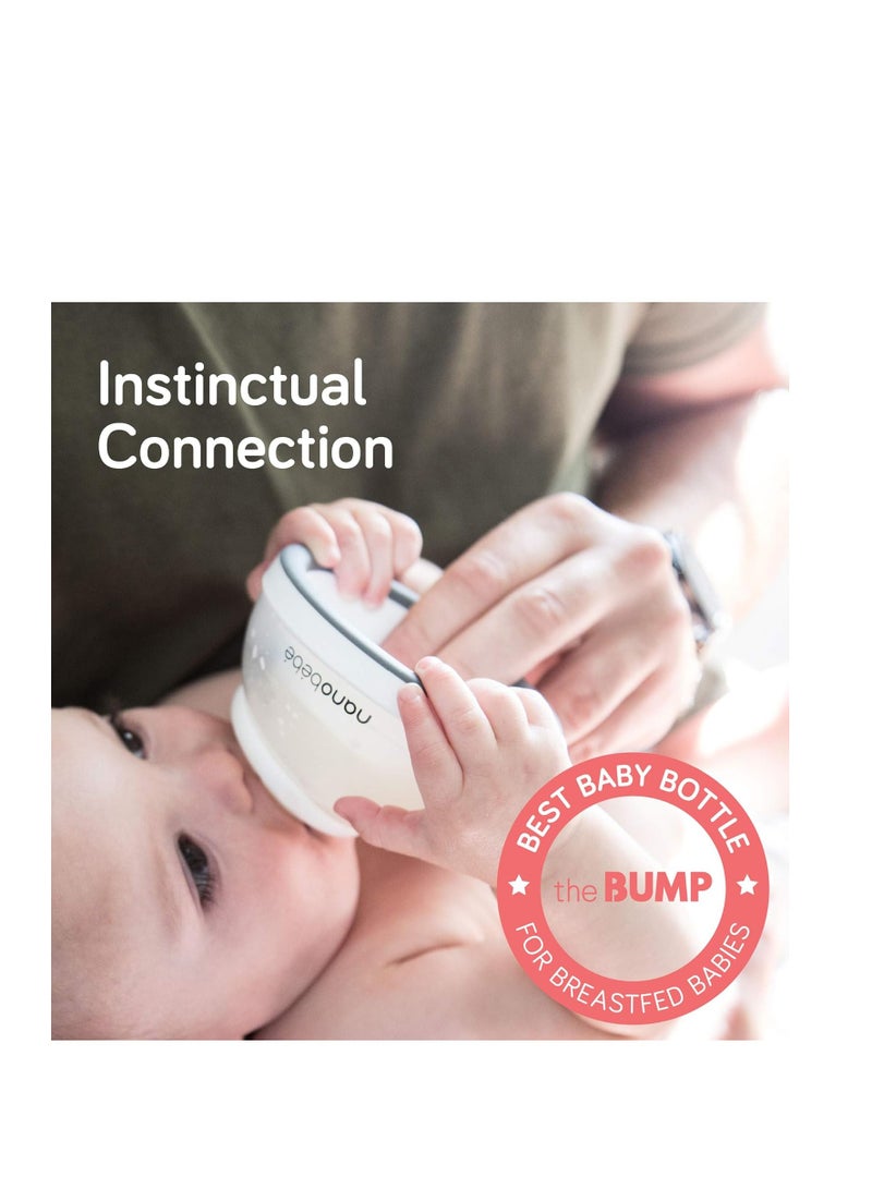 NANOBEBE Breastmilk Baby Bottle 3 Pack Grey 5oz 150ml - Image 3