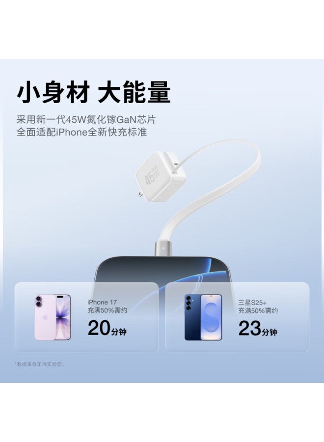 ECOFLOW Zhenghao 45w Gan Fast Charger With Retractable Cable For Apple Huawei Samsung Phones Laptops Macbook Pro 17 White - Image 2