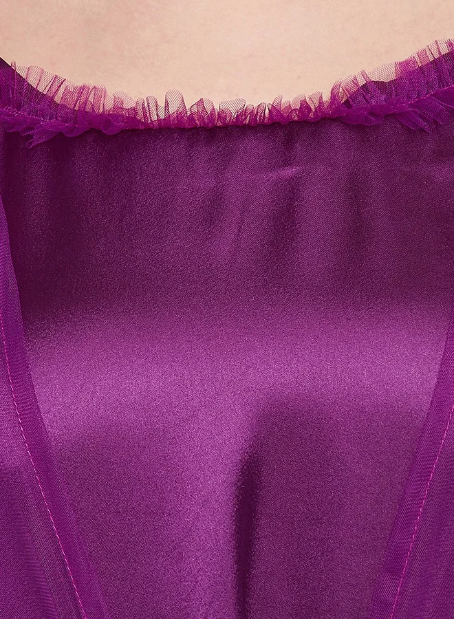 Clovia Clovia Short Night Dress & Robe Set in Wine Colour - Satin