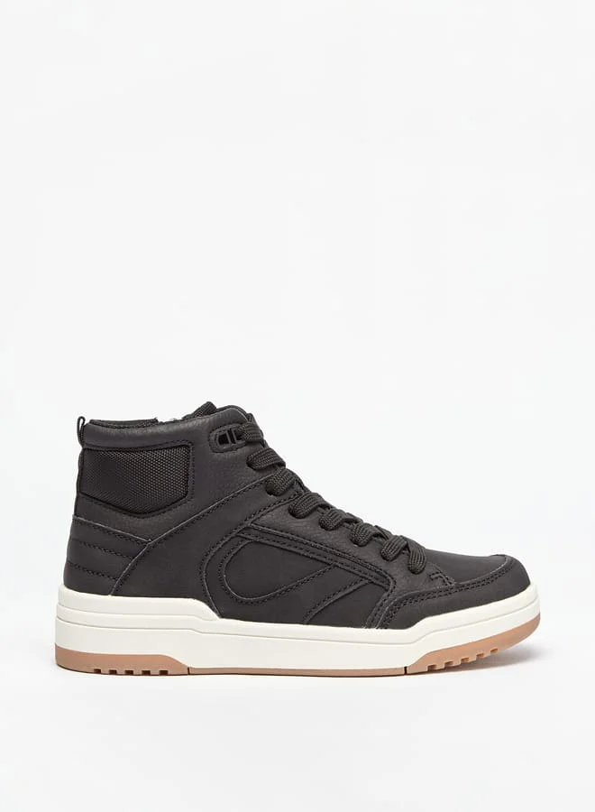 Mister Duchini Boys Panelled High Top Sneakers with Zip Closure