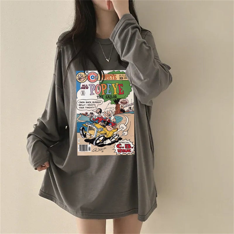 Korean Style T-Shirt Printed Men'S And Women'S Loose Japanese All-Match Top Trendy Brand Round Neck 100 Cotton Autumn Mid-Length - Image 4