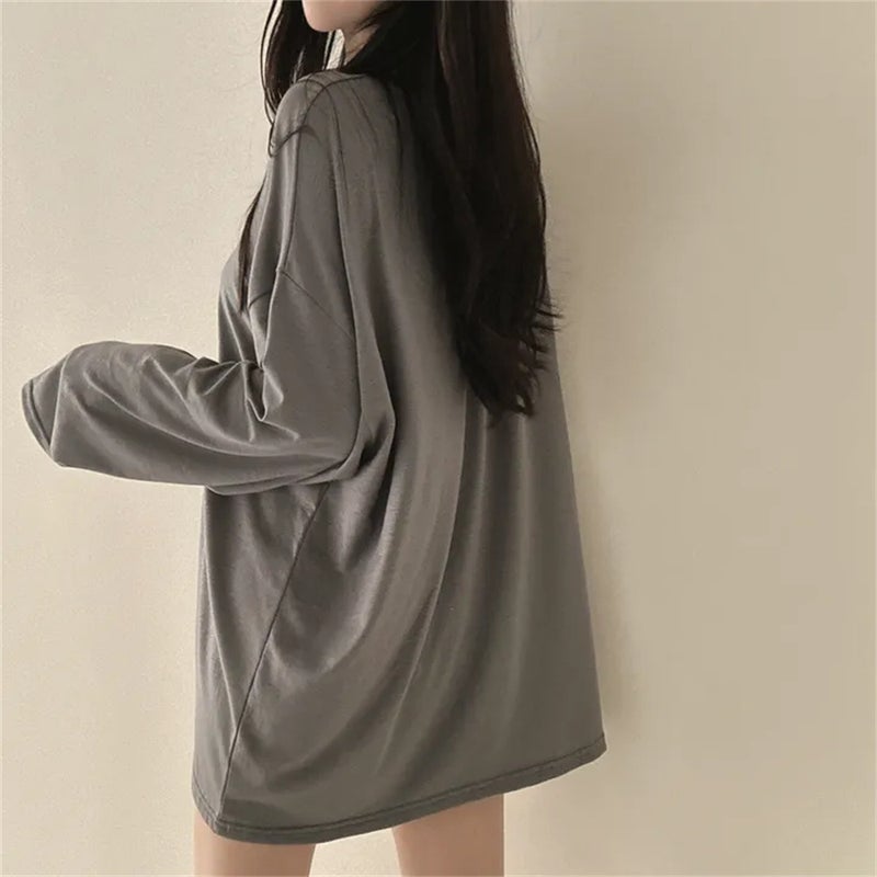 Korean Style T-Shirt Printed Men'S And Women'S Loose Japanese All-Match Top Trendy Brand Round Neck 100 Cotton Autumn Mid-Length - Image 3