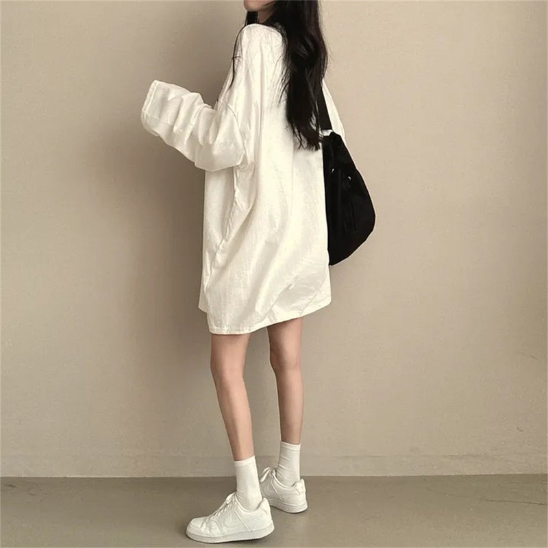 Korean Style T-Shirt Printed Men'S And Women'S Loose Japanese All-Match Top Trendy Brand Round Neck 100 Cotton Autumn Mid-Length - Image 5