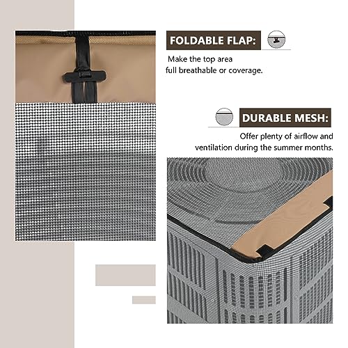 ULTCOVER 2 in 1 Full Mesh with Waterproof Fabric Top Air Conditioner Defender Cover 24W x 24D x 30H inch for Outside AC Units All Seasons Use - Image 3
