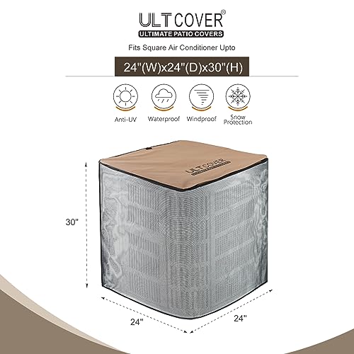 ULTCOVER 2 in 1 Full Mesh with Waterproof Fabric Top Air Conditioner Defender Cover 24W x 24D x 30H inch for Outside AC Units All Seasons Use - Image 2