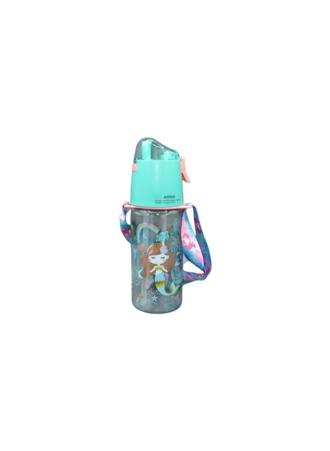 Five dream house Mermaid Theme Kids Water Bottle Spray Cup, 580ML Leakproof Water Bottle with Adjustable Shoulder Strap, Portable Drinking & Cooling Cup for Kids - Image 3