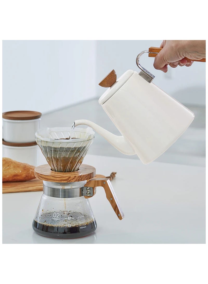 Hario Bona White Enamel V60 Coffee Drip Kettle, 800ml - Image 5