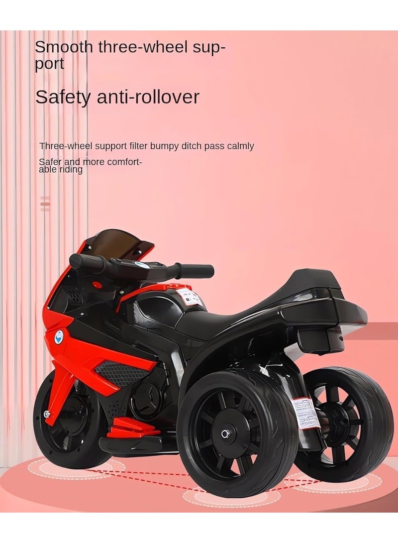 AS 6V Battery Powered Kids Electric Motorcycle with LED Headlights, Music, Pedal, Spring Suspension System, 3 Wheels, Gift for Boys and Girls - Image 2