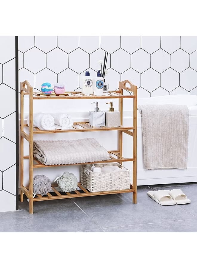 Beauenty 4-Tier Shoe Rack Organizer Natural Bamboo 67x49x23.5cm - Image 4