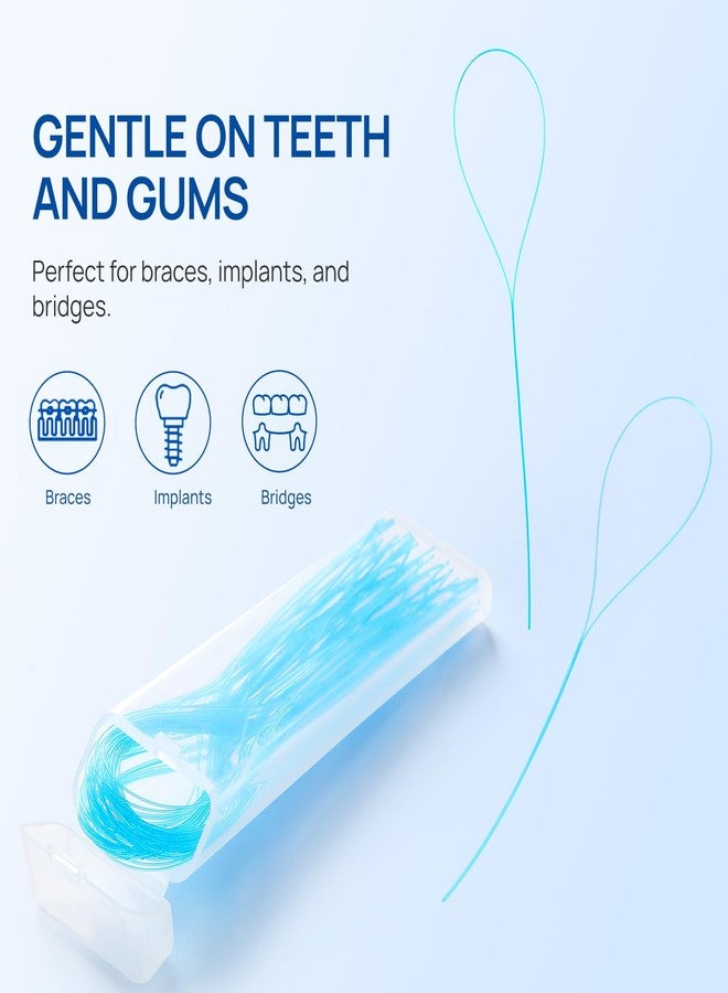 چاي ام يو مجموعة JMU من 100 قطعة من خيوط تنظيف الأسنان، خيوط تنظيف الأسنان للتقويم والجسور وزراعة الأسنان، 50 قطعة (عبوة من قطعتين) - Image 2