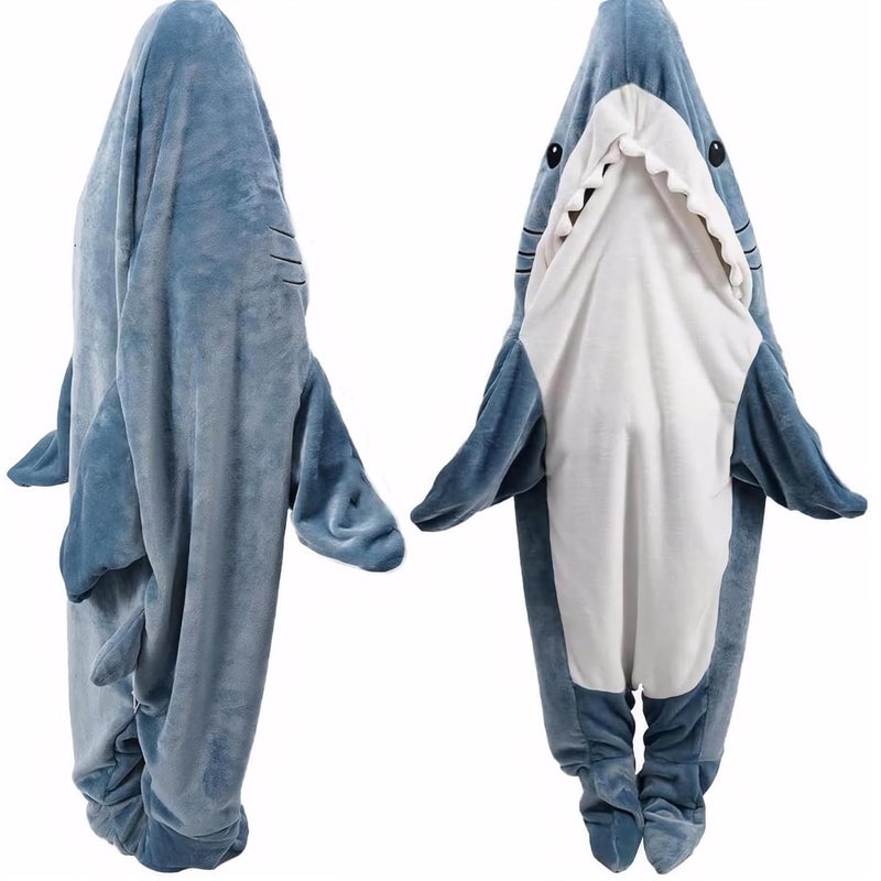 DDMY Shark Blanket Onesie for Adult, L Size Flannel Cozy Hoodie Wearable Blanket for Cosplay, Cartoon Throw Sleeping Bag Costume - Image 2