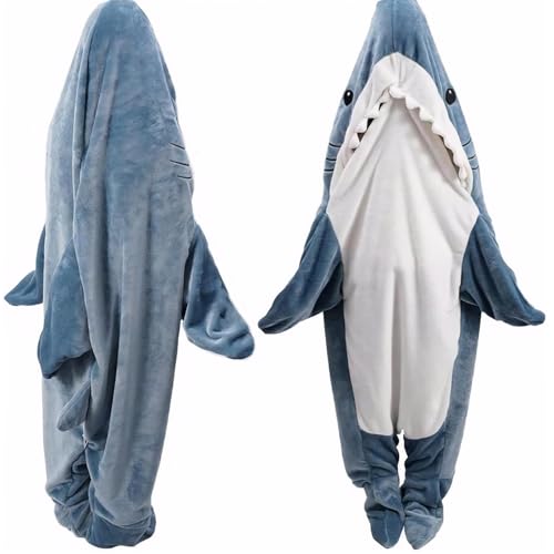 DDMY Shark Blanket Onesie for Adult, L Size Flannel Cozy Hoodie Wearable Blanket for Cosplay, Cartoon Throw Sleeping Bag Costume - Image 1