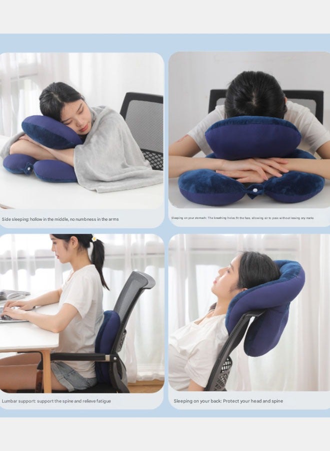Nap Sleeping Pillow, Desk Pillow Cushion Nap Sleeping Pillow Waist Supporting for Office,  Memory Cotton Travel Nap Face Pillow Suitable for Adults and Kids (Grey)