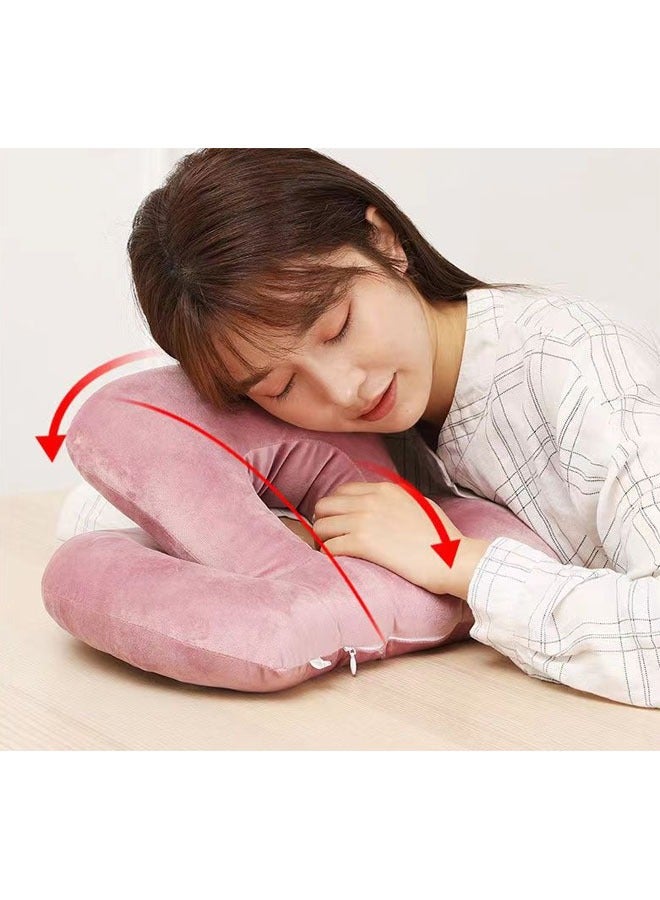 Nap Sleeping Pillow, Desk Pillow Cushion Nap Sleeping Pillow Waist Supporting for Office,  Memory Cotton Travel Nap Face Pillow Suitable for Adults and Kids (Grey)