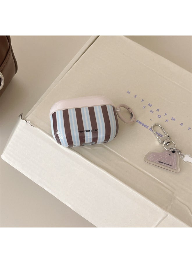 Generic - Brown Striped AirPods Pro For Apple Bluetooth Earphone Case 2/3/4 Generation Cartoon Puppy Protective Case For Women-Color:Brown Stripes + Pendant-Applicable Models:AirPods 4(2024) - Image 1