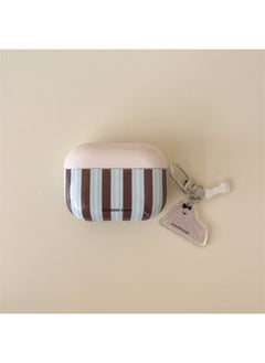 Brown Striped AirPods Pro For Apple Bluetooth Earphone Case 2/3/4 Generation Cartoon Puppy Protective Case For Women-Color:Brown Stripes + Pendant-Applicable Models:AirPods 4(2024)