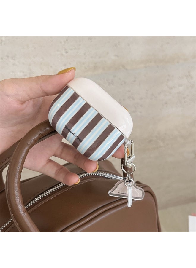 Generic - Brown Striped AirPods Pro For Apple Bluetooth Earphone Case 2/3/4 Generation Cartoon Puppy Protective Case For Women-Color:Brown Stripes + Pendant-Applicable Models:AirPods 4(2024) - Image 1