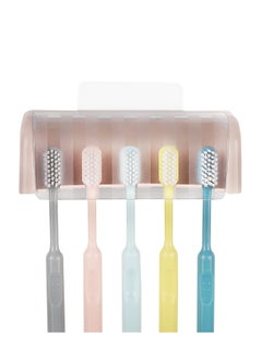 Excefore Self Adhesive Toothbrush Holder with Cover, 5-Slot Wall Mounted Toothbrush Organizer, Suitable for Shower, Dorm, Cabinet (Pink)  - Image 3