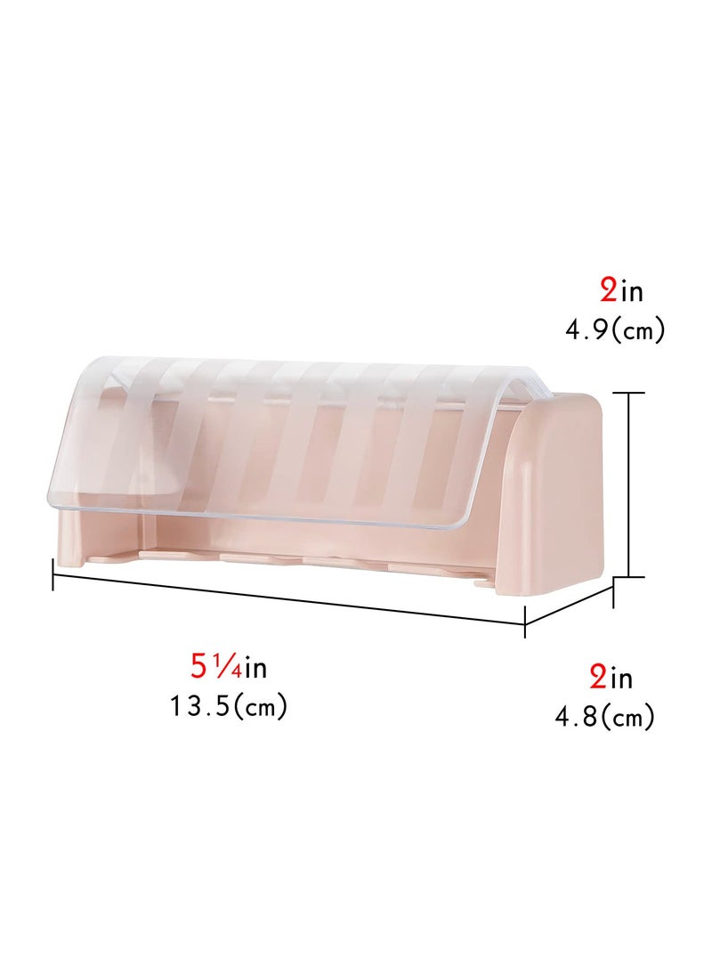 Excefore Self Adhesive Toothbrush Holder with Cover, 5-Slot Wall Mounted Toothbrush Organizer, Suitable for Shower, Dorm, Cabinet (Pink)  - Image 4