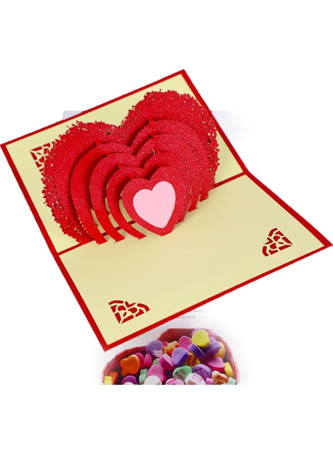 Befon Deyin 3D Heart-Shaped Greeting Card, Confession Card, Paper Folding 3D New Year'S Card, Colorful Paper-Cut Gratitude Card, Teacher'S Day Gift Card For Teachers, 2531 - Image 2