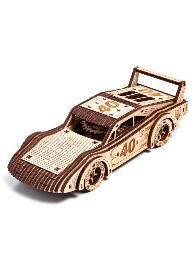 DROVO Wooden 3D Puzzle Sportcars ""Legend of the Track"" – Set of 2 Racing Car Models with Motor | DIY Wind-Up Wooden Kit for Kids, Teens & Adults - Image 1