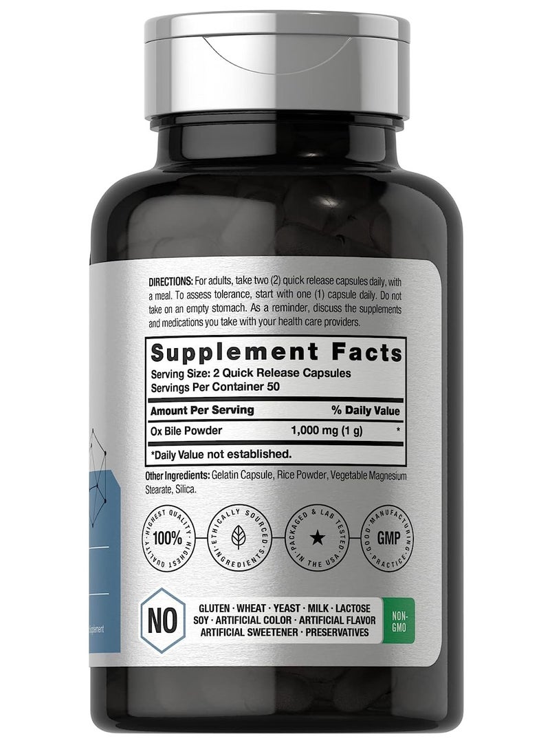 Horbaach Ox Bile 1000 mg 100 Capsules | Digestive Enzymes Supplement | Non-GMO & Gluten Free | by Horbaach  - Image 2
