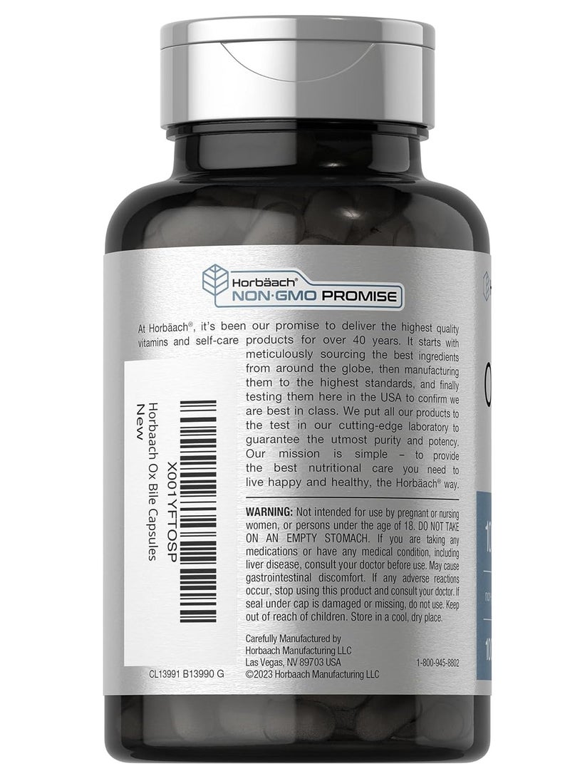 Horbaach Ox Bile 1000 mg 100 Capsules | Digestive Enzymes Supplement | Non-GMO & Gluten Free | by Horbaach  - Image 3