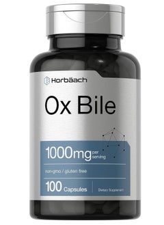 Horbaach Ox Bile 1000 mg 100 Capsules | Digestive Enzymes Supplement | Non-GMO & Gluten Free | by Horbaach  - Image 1